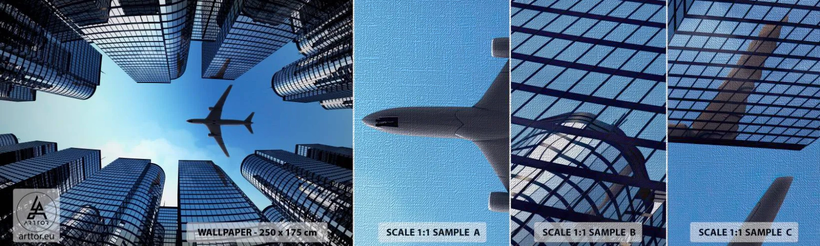 Campione di Fotomurale Premium Canvas - Panorama dal canyon di vetro - Architettura, Aereo, Città - 100x30 cm