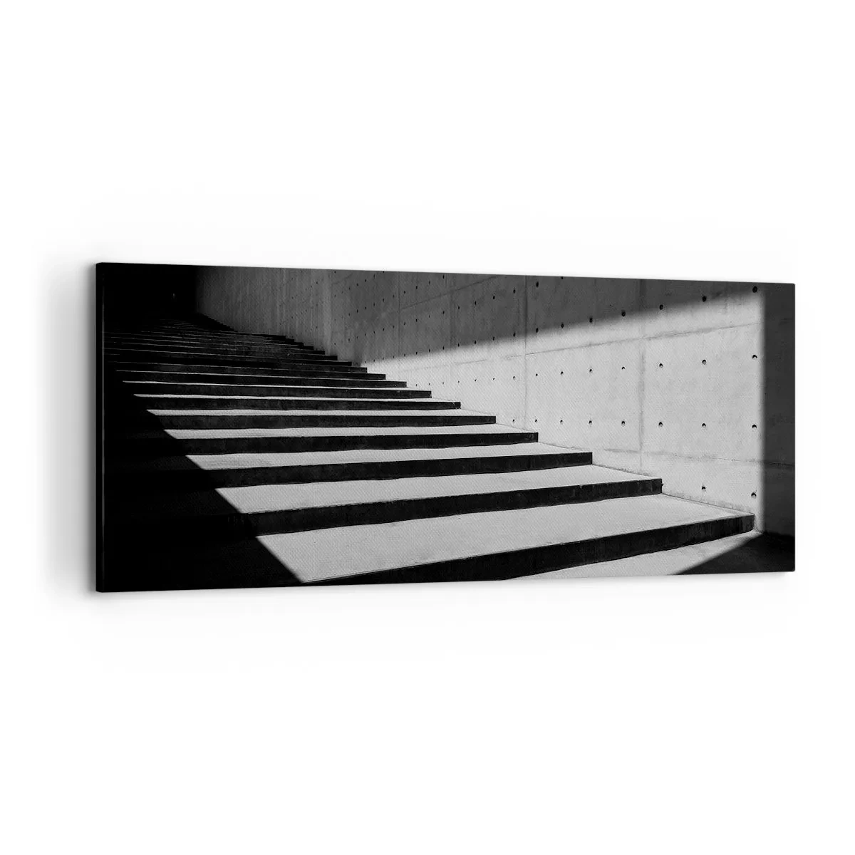 Quadro su tela - Stampe su Tela - Scale in stile minimalista in bianco e nero - 120x50cm - La bellezza severa del modernismo - Decorazione murale moderna per soggiorno e camera da letto ARTTOR