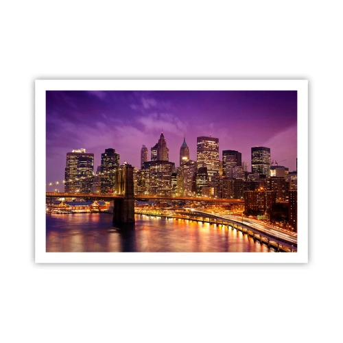 Poster - Manhattan in viola e oro - 91x61 cm