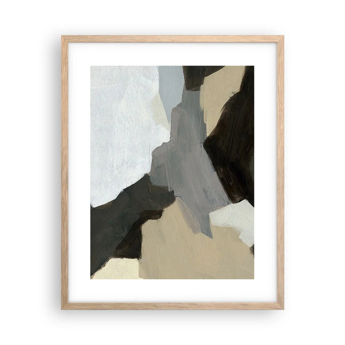Poster in cornice rovere chiaro - Astrazione: il crocevia del grigio - 40x50 cm