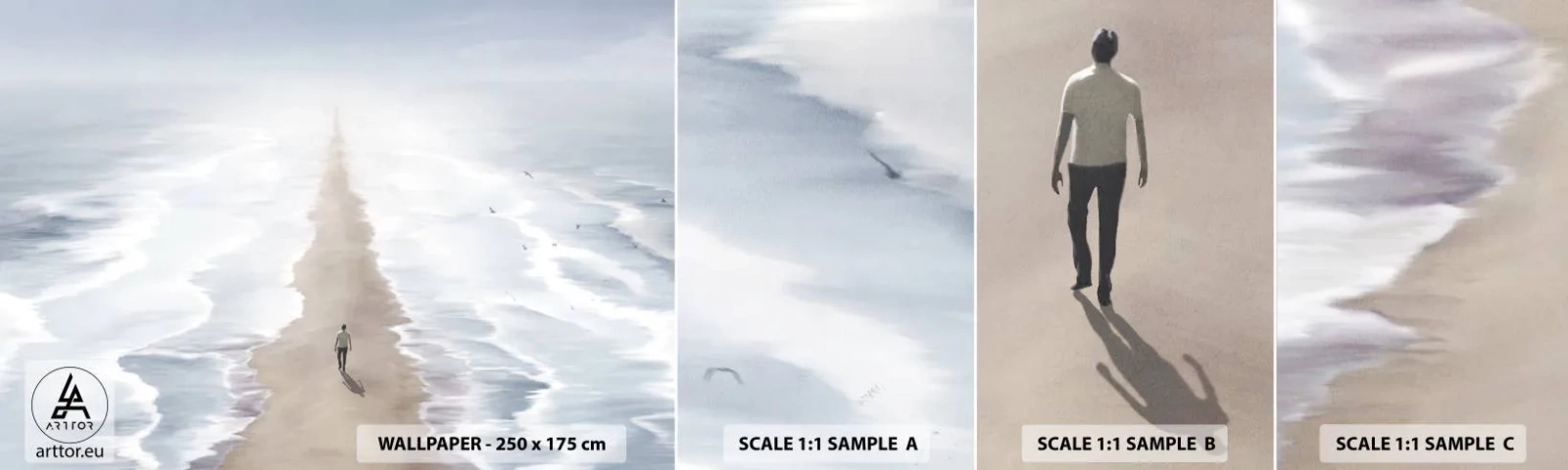 Campione Di Fotomurale Standard Eco - Un futuro luminoso - Mare, Luminoso, Spiaggia - 100x30 cm