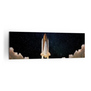 Quadro su tela - Stampe su Tela - Un razzo spaziale che decolla contro il cielo stellato - 160x50cm - Ad astra! - Decorazione murale moderna per soggiorno e camera da letto ARTTOR