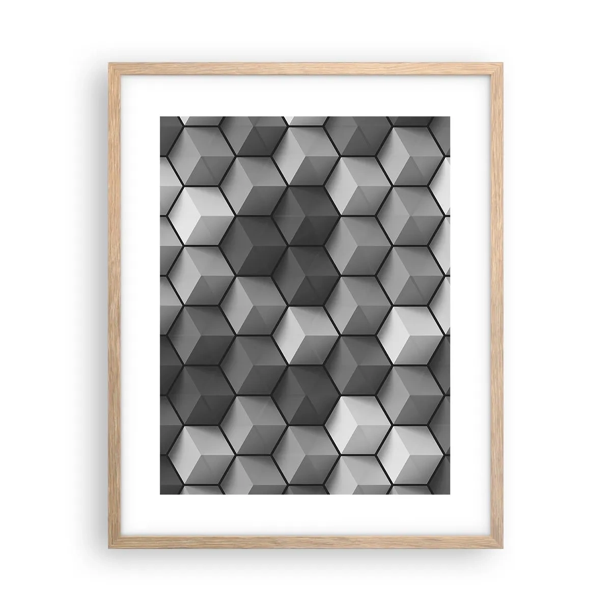 Poster in cornice rovere chiaro - Puzzle cubista - 40x50 cm