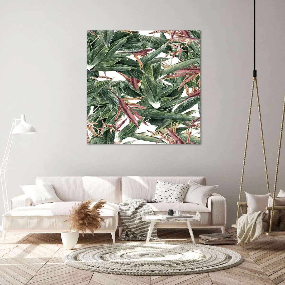 Quadro su tela - Stampe su Tela - Macchia smeraldo e lilla - 70x70 cm