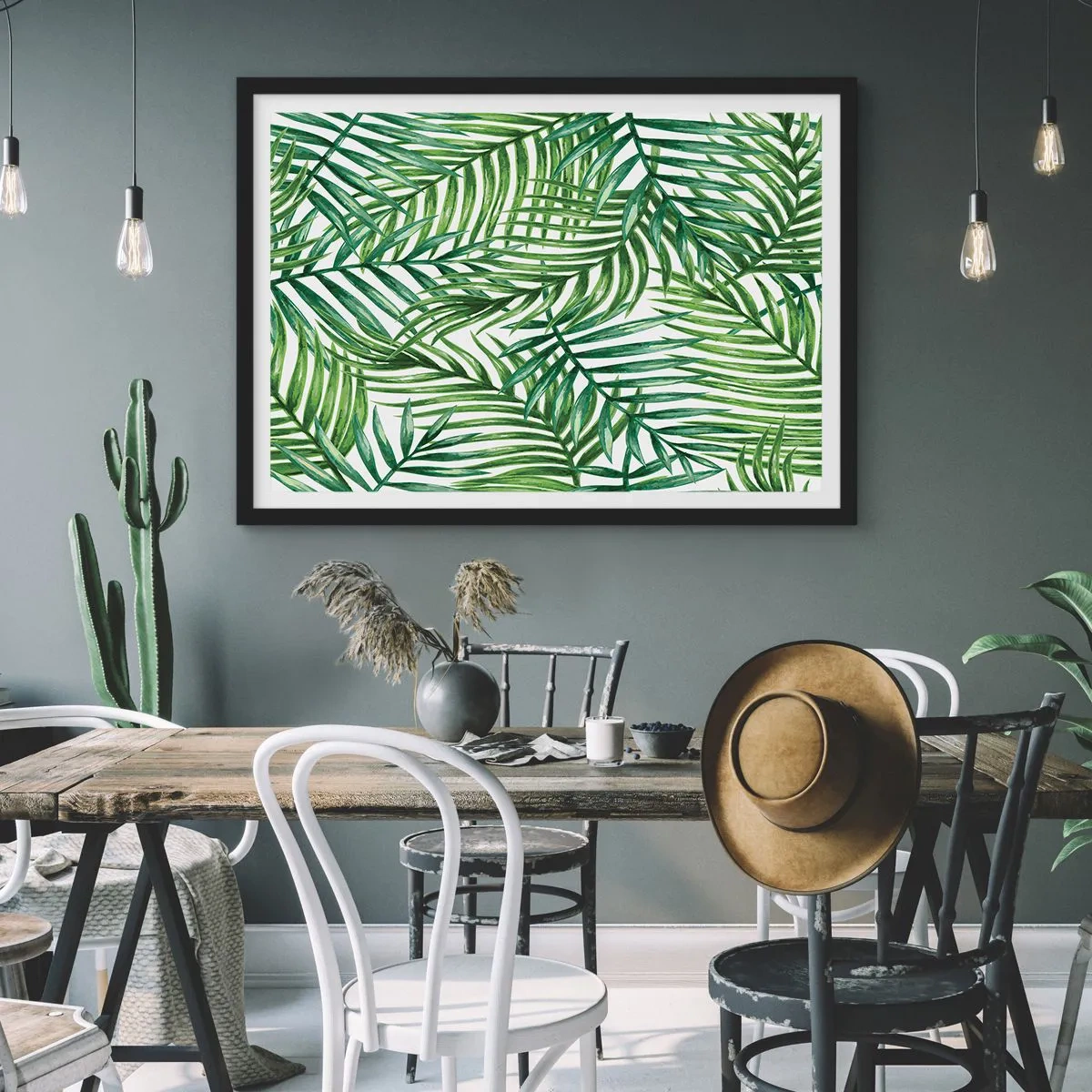 Poster in cornice nera - Sotto un baldacchino verde - 50x40 cm