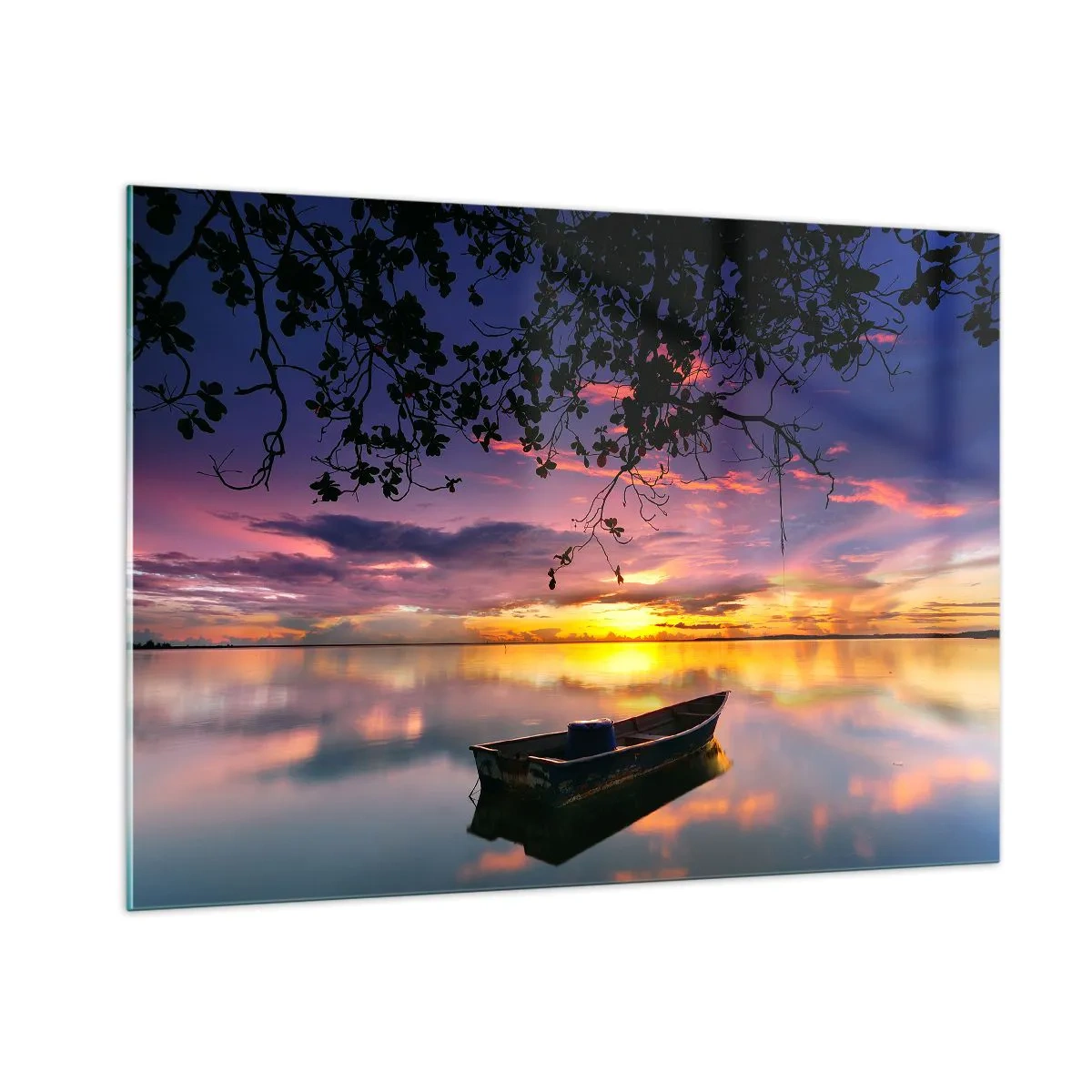 Quadro su vetro - Sembra che tu sia sospeso nel mezzo di un cerchio di cielo... - 100x70cm - Ti sembra di essere sospeso nel cielo... - Decorazione murale moderna per soggiorno e camera da letto ARTTOR