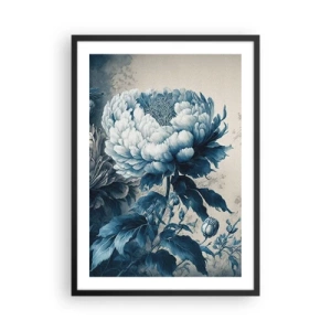 Poster in cornice nera - Delicato fiore blu in stile vintage - 50x70cm - Coppia perfetta - Decorazione murale moderna per soggiorno e camera da letto ARTTOR