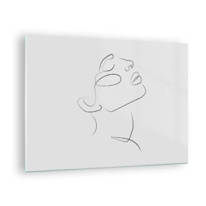 Quadro su vetro - Schizzo di contorno del viso di una donna rivolto verso l'alto - 70x50cm - I meandri dei sogni - Decorazione murale moderna per soggiorno e camera da letto ARTTOR