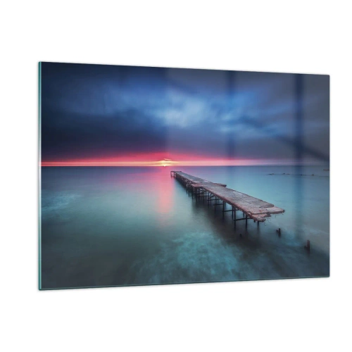 Quadro su vetro - Molo che conduce verso il tramonto - 120x80cm - Tra il cielo e la terra - Decorazione murale moderna per soggiorno e camera da letto ARTTOR