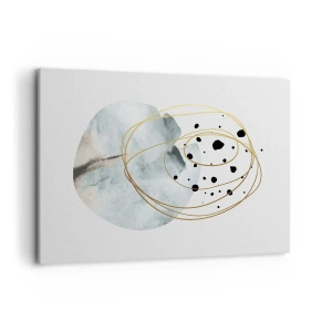 Quadro su tela - Stampe su Tela - Astrazione minimalista con motivo geometrico e linee dorate - 100x70cm - Nell'abbraccio dello spazio - Decorazione murale moderna per soggiorno e camera da letto ARTTOR