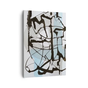Quadro su tela - Stampe su Tela - Linee e forme astratte in blu e nero - 50x70cm - Blu nonostante tutto - Decorazione murale moderna per soggiorno e camera da letto ARTTOR
