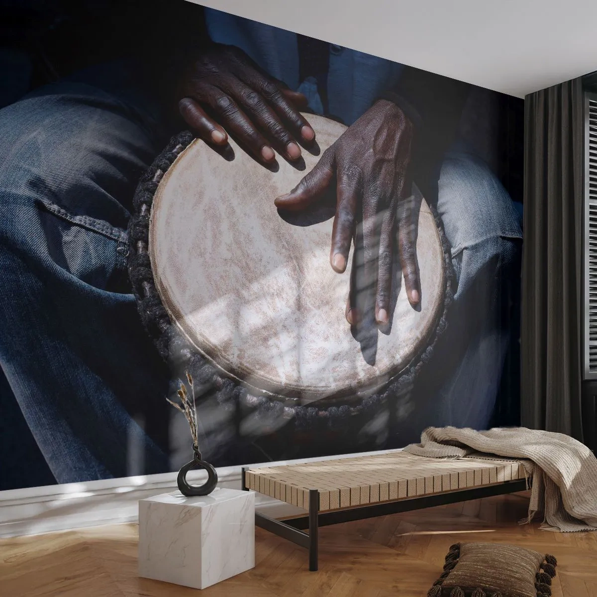 Fotomurali Standard Eco - Vivi al tuo ritmo - Tamburo, Musica, Africa - 350x256 cm