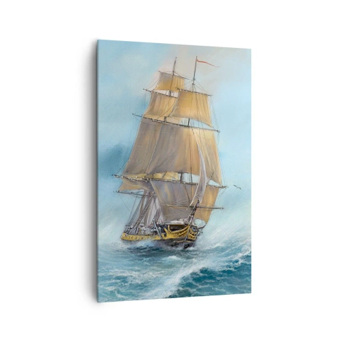 Quadro su tela - Stampe su Tela - Una nave a vela in un mare in tempesta - 80x120cm - Frangendo i flutti - Decorazione murale moderna per soggiorno e camera da letto ARTTOR