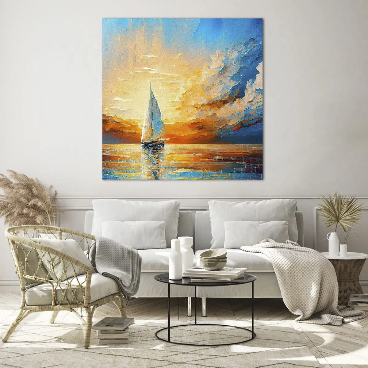 Quadro su vetro - Navigando nell'oro - 40x40 cm