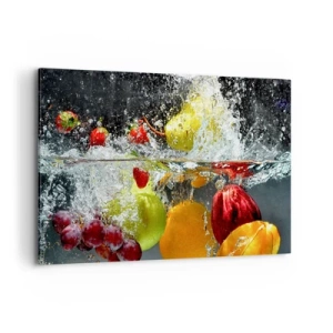 Quadro su tela - Stampe su Tela - Frutti colorati in acqua durante l'immersione dinamica - 100x70cm - Frutta rinfrescante - Decorazione murale moderna per soggiorno e camera da letto ARTTOR