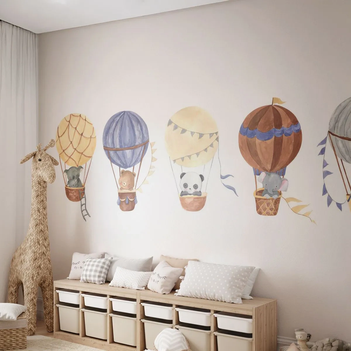 Fotomurali Premium Canvas - Amici in viaggio - Palloncini, Animali, Bambini - 500x350 cm