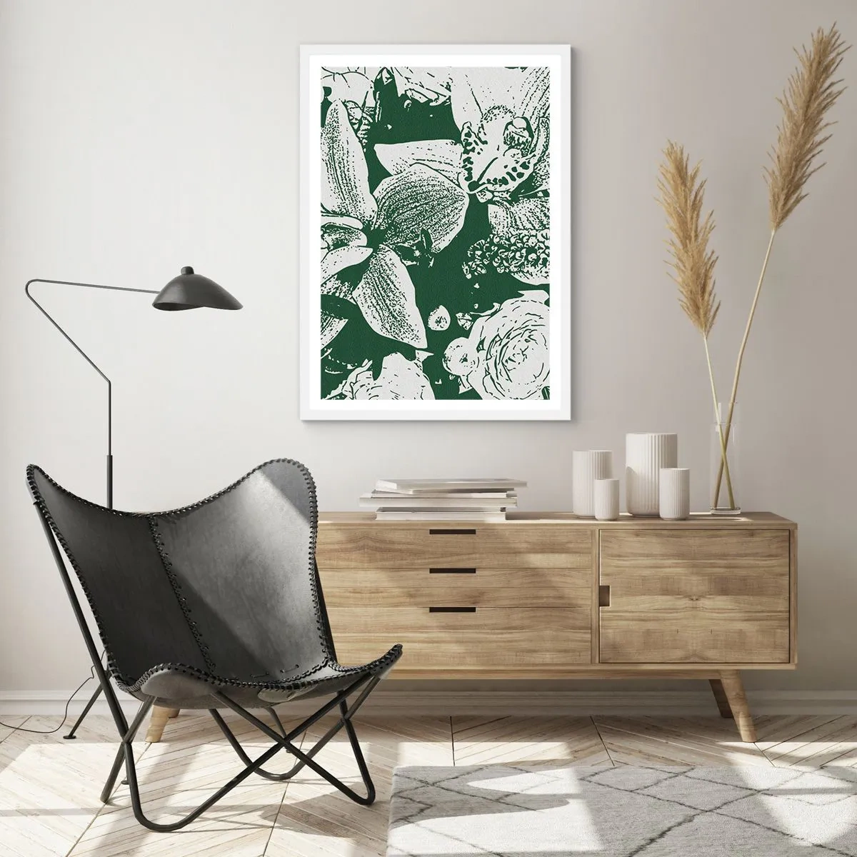 Poster in cornice bianca - Bouquet: il mondo del verde - 40x50 cm