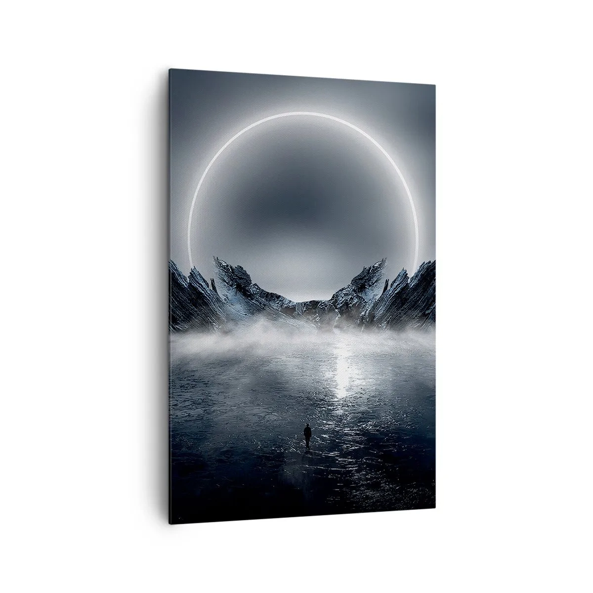 Quadro su tela - Stampe su Tela - Paesaggio misterioso con un anello di luce sulle montagne - 80x120cm - La fine del racconto - Decorazione murale moderna per soggiorno e camera da letto ARTTOR