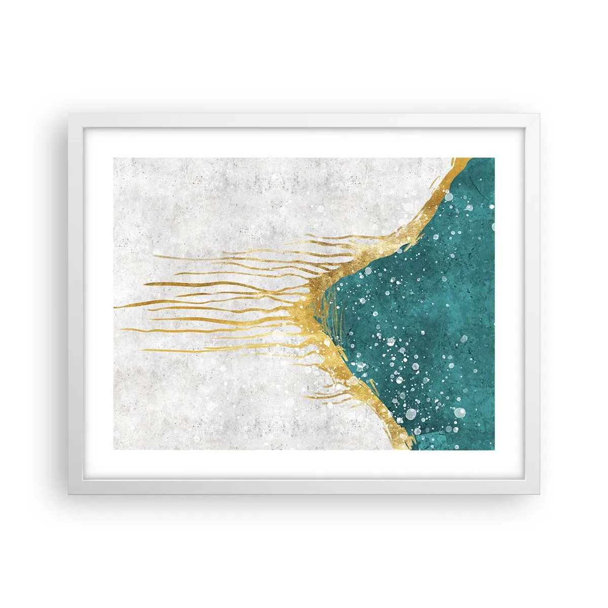 Poster in cornice bianca - Flusso dorato - 50x40 cm