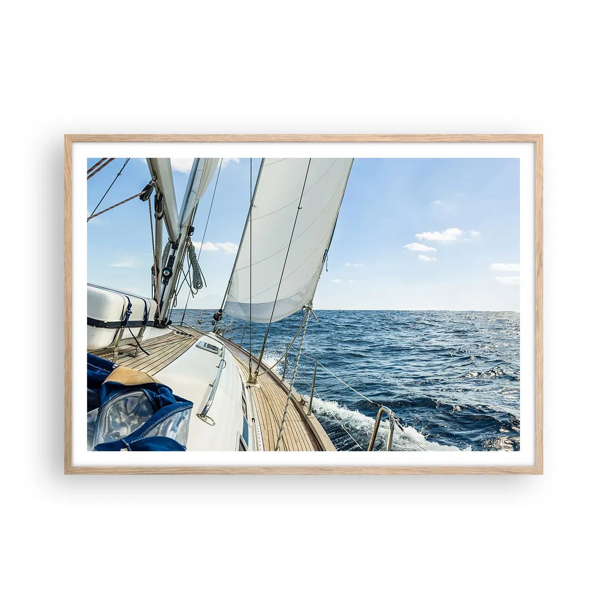 Poster in cornice rovere chiaro - Benvenuta avventura - 100x70 cm