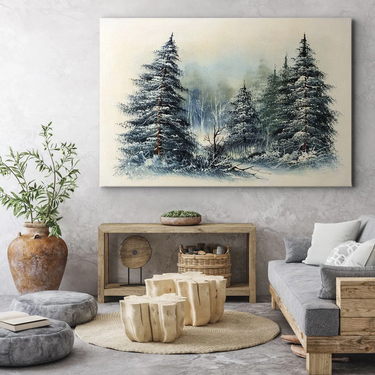 Quadro su tela - Stampe su Tela - Paesaggio invernale con alberi innevati - 70x50cm - Pronti al Natale - Decorazione murale moderna per soggiorno e camera da letto ARTTOR
