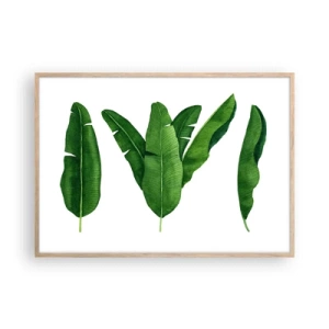 Poster in cornice rovere chiaro - Simmetria verde - 100x70 cm