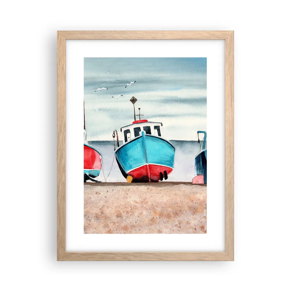 Poster in cornice rovere chiaro - Pronte alla pesca - 30x40 cm