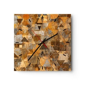 Orologio da parete - Orologio in Vetro - Motivi geometrici astratti nelle tonalità dell'oro - 30x30cm - Il mondo compreso nella forma - Decorazione murale moderna per soggiorno e camera da letto ARTTOR