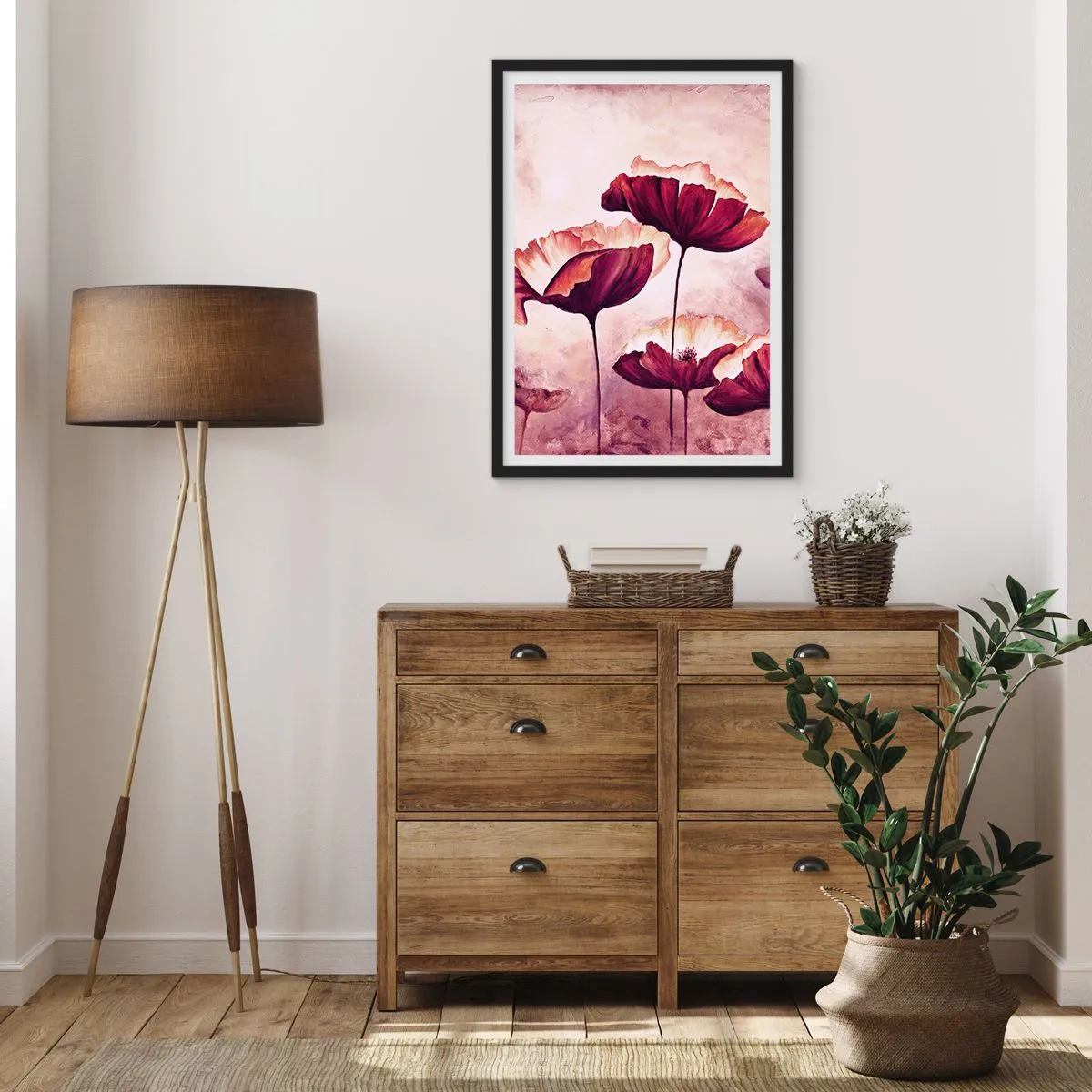 Poster in cornice nera - Petalo rosso e bianco - 40x50 cm