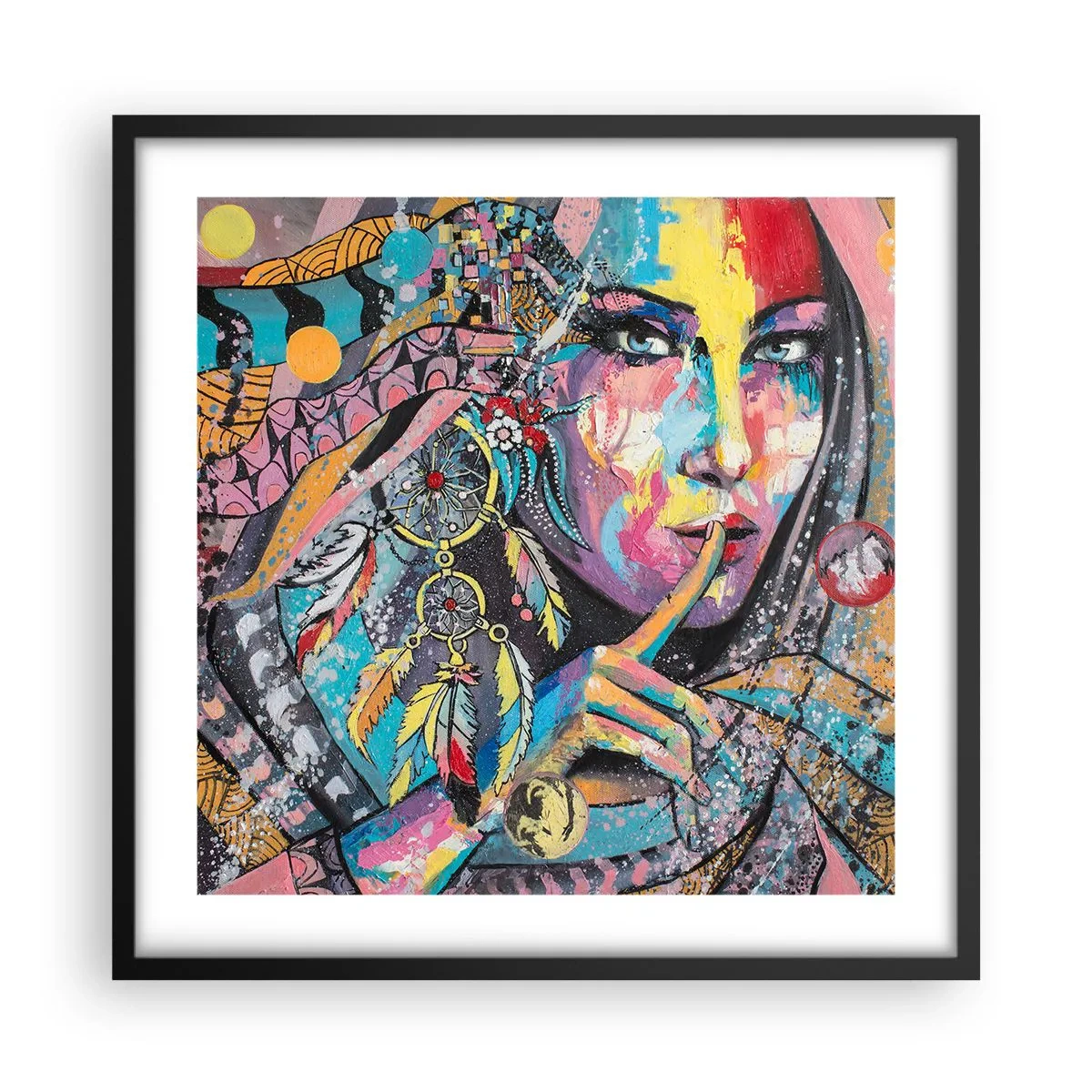 Poster in cornice nera - Taci, finché capirai - 50x50 cm