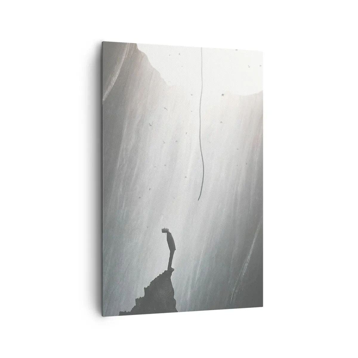 Quadro su tela - Stampe su Tela - Sagoma di un uomo sul pavimento di una grotta con vista sulla luce - 80x120cm - C'è sempre una via d'uscita - Decorazione murale moderna per soggiorno e camera da letto ARTTOR