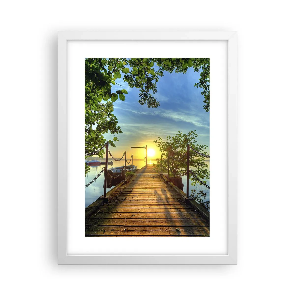 Poster in cornice bianca - Tramonto sul lago - 30x40 cm