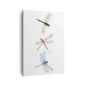 Quadro su tela - Stampe su Tela - Tre libellule dai delicati colori pastello - 50x70cm - Libellule senza peso - Decorazione murale moderna per soggiorno e camera da letto ARTTOR