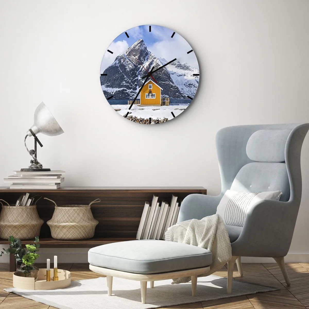 Orologio da parete - Orologio in Vetro - Vacanze scandinave - 40x40 cm