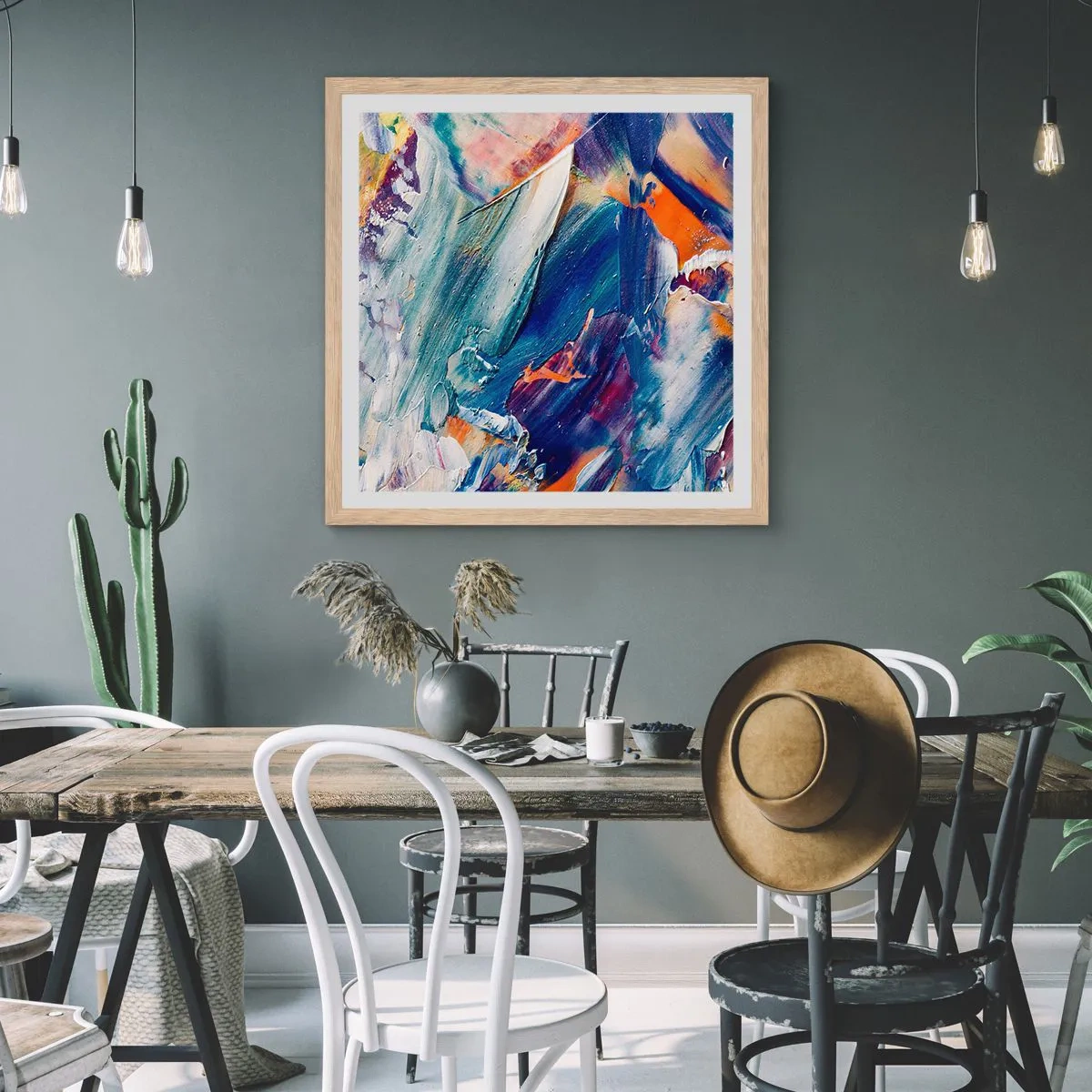 Poster in cornice rovere chiaro - La confusione del colore - 40x40 cm