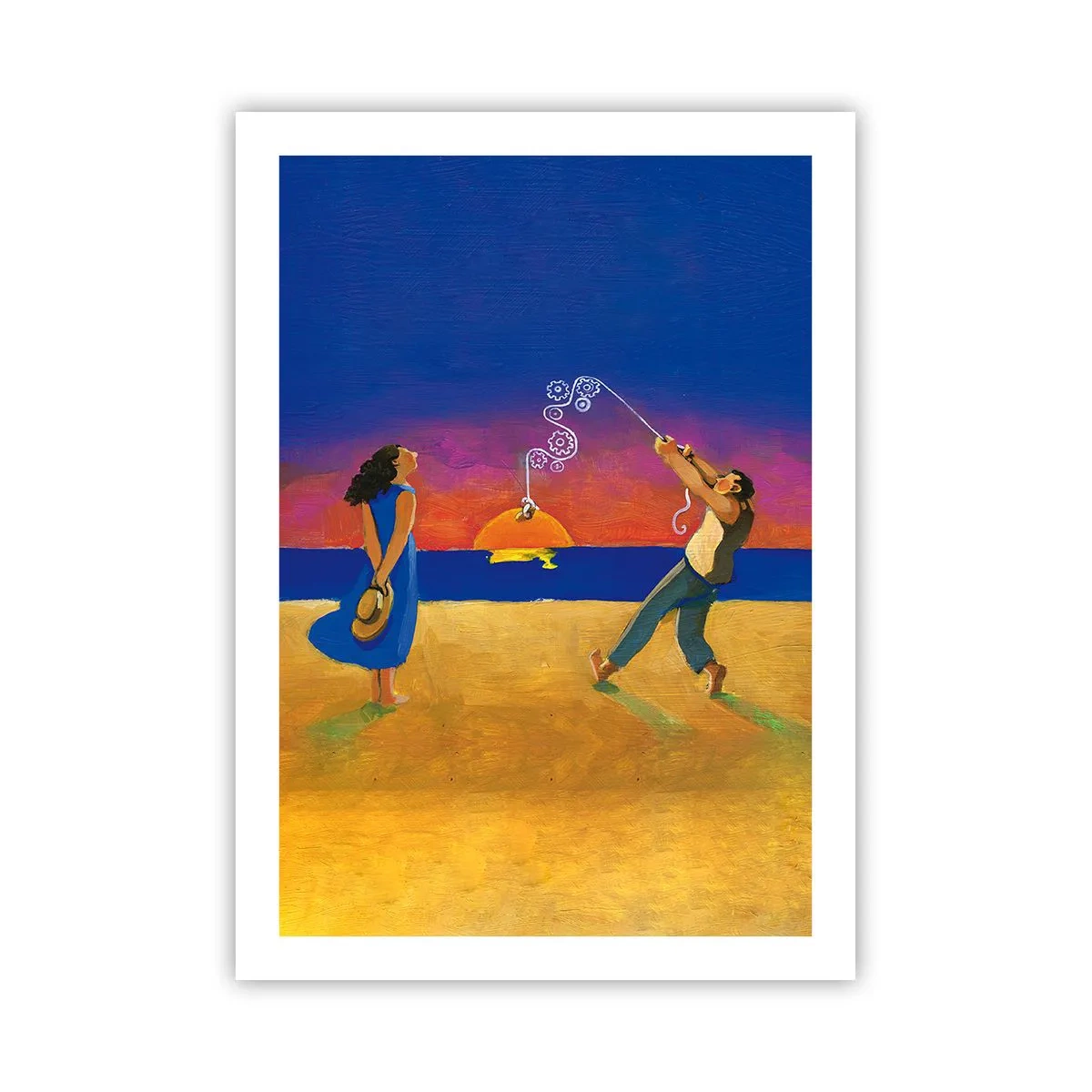 Poster - Figure sulla spiaggia durante il tramonto - 50x70cm - Più delle stelle del cielo - Decorazione murale moderna per soggiorno e camera da letto ARTTOR