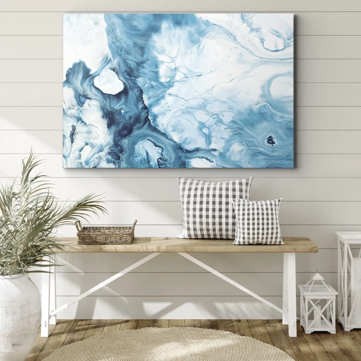 Quadro su tela - Stampe su Tela - Motivo astratto nei toni del blu - 120x80cm - Concerto di blu - Decorazione murale moderna per soggiorno e camera da letto ARTTOR