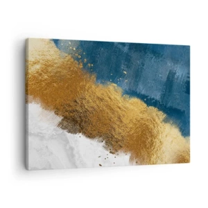 Quadro su tela - Stampe su Tela - Una composizione astratta nei toni dell'oro, del blu e del bianco. - 70x50cm - I colori dell'estate - Decorazione murale moderna per soggiorno e camera da letto ARTTOR
