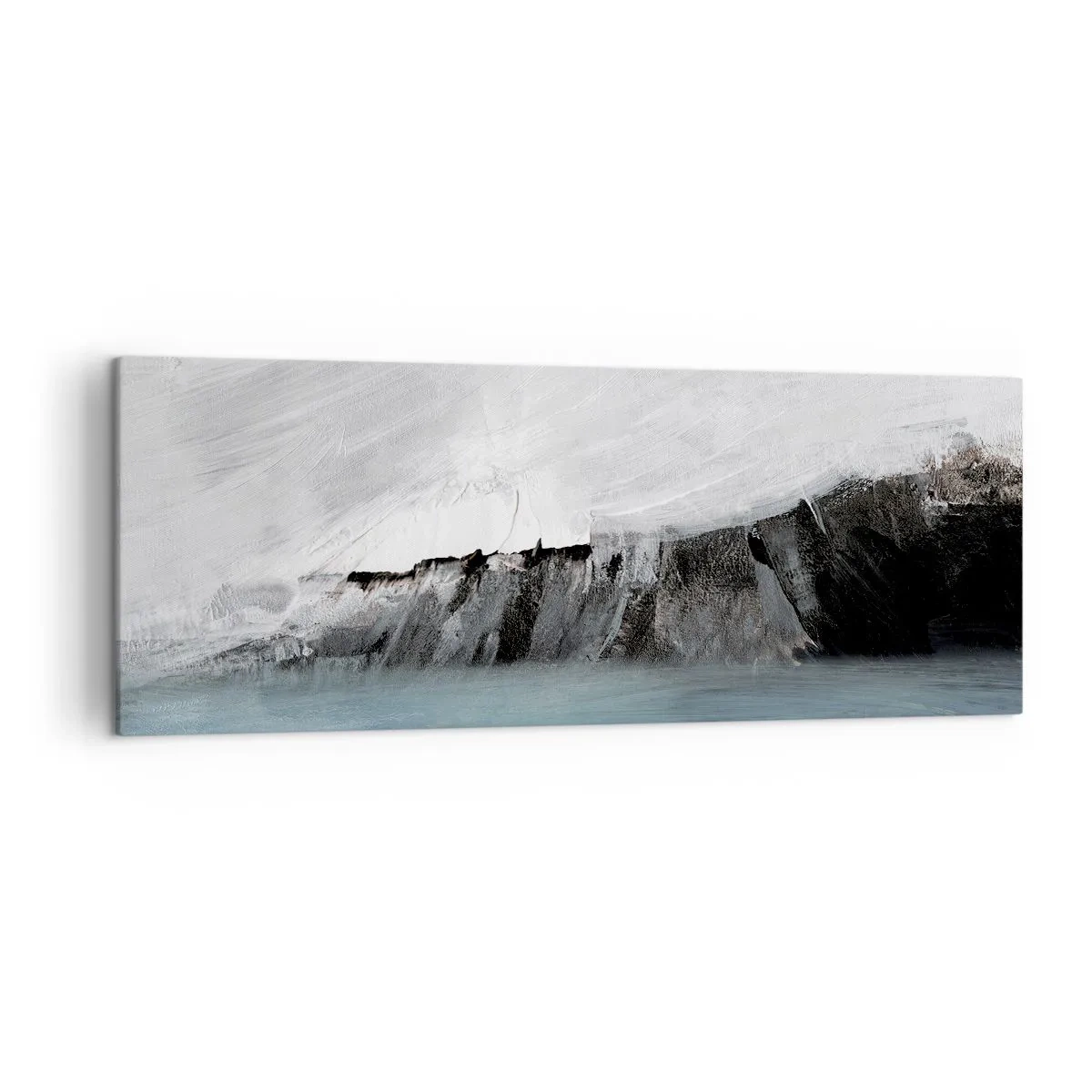 Quadro su tela - Stampe su Tela - Paesaggio astratto con acqua e una costa rocciosa - 140x50cm - Acqua-terra: lo scontro degli elementi - Decorazione murale moderna per soggiorno e camera da letto ARTTOR