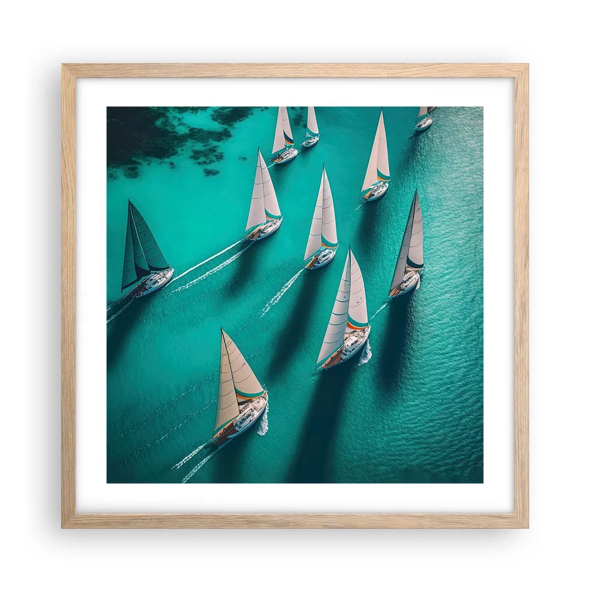 Poster in cornice rovere chiaro - In gara con il vento - 50x50 cm