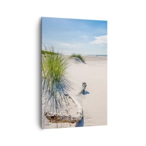 Quadro su tela - Stampe su Tela - Una spiaggia baltica con sabbia, erba e un cielo azzurro calmo - 80x120cm - La più bella? Quella del baltico - Decorazione murale moderna per soggiorno e camera da letto ARTTOR
