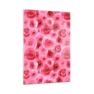 Quadro su vetro - Motivo a rose acquerellate nei toni del rosso e del rosa - 50x70cm - Rose in alto e in basso - Decorazione murale moderna per soggiorno e camera da letto ARTTOR