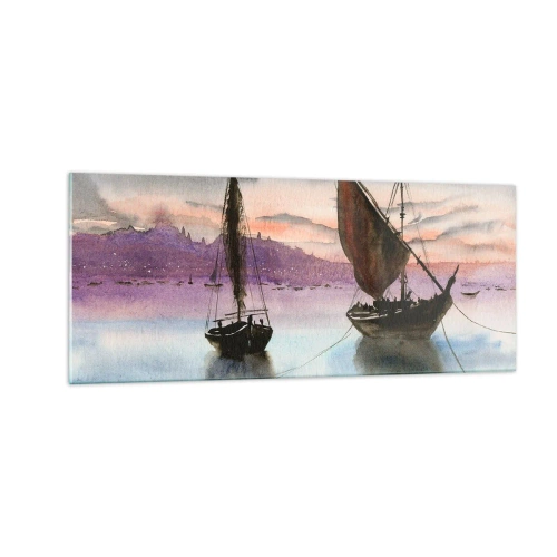 Quadro su vetro - La sera nel porto - 100x40 cm