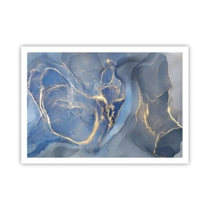 Poster - Motivi astratti blu con accenti dorati - 100x70cm - Polvere d'oro - Decorazione murale moderna per soggiorno e camera da letto ARTTOR