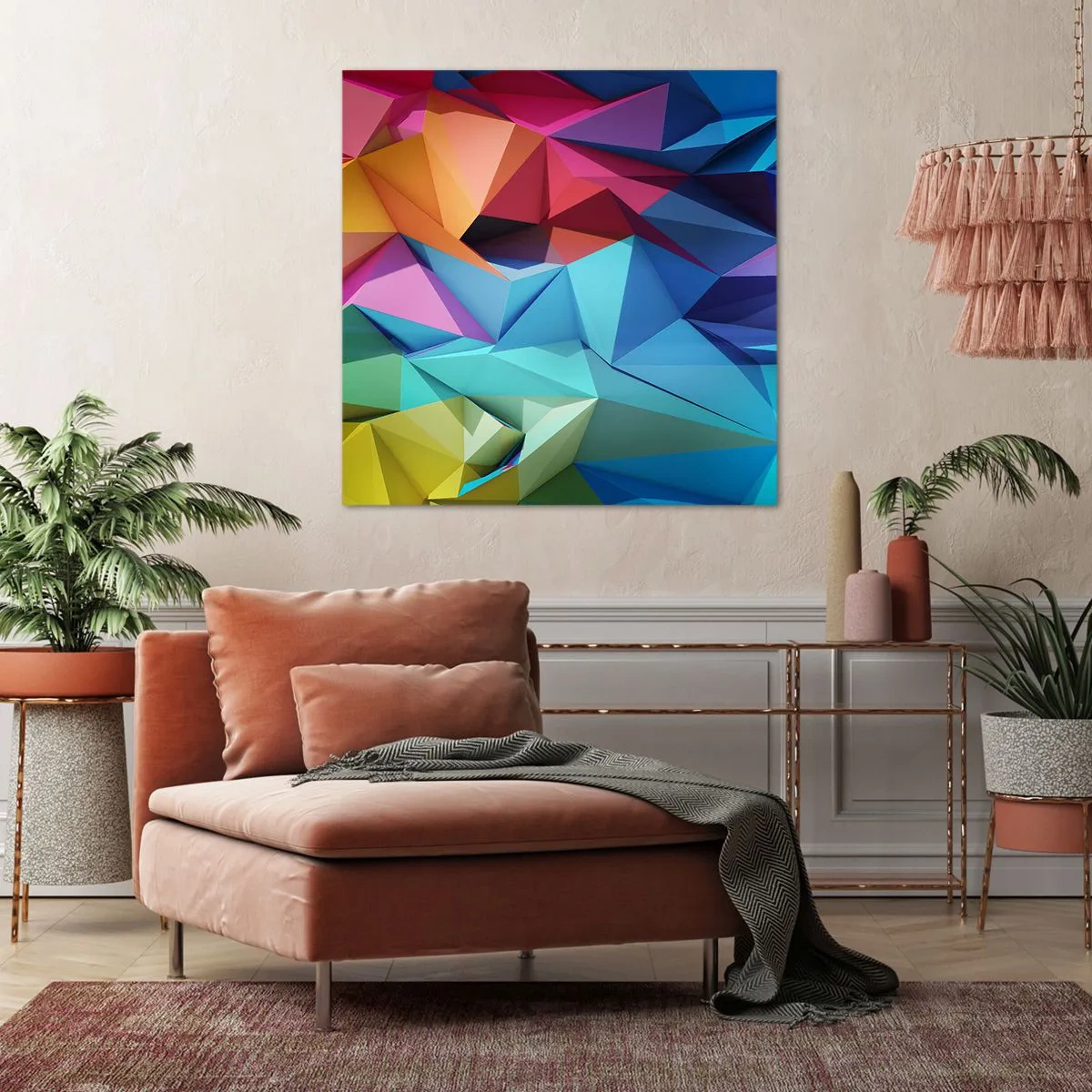 Quadro su tela - Stampe su Tela - Origami arcobaleno - 30x30 cm