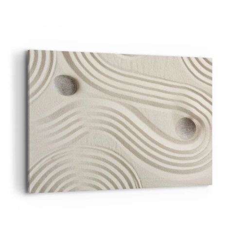 Quadro su tela - Stampe su Tela - Design zen minimalista con sabbia e pietre - 100x70cm - Il tocco del calore - Decorazione murale moderna per soggiorno e camera da letto ARTTOR