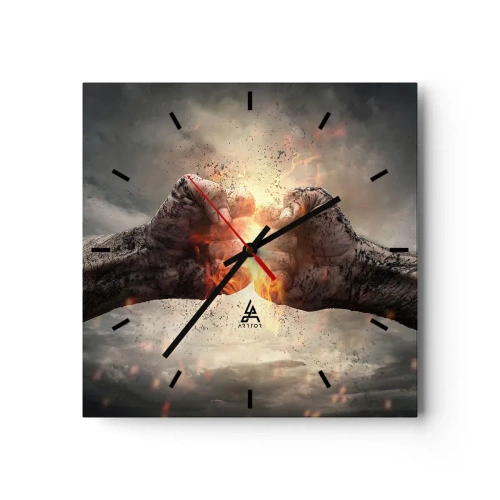 Orologio da parete - Orologio in Vetro - Pronto alla battaglia - 40x40 cm