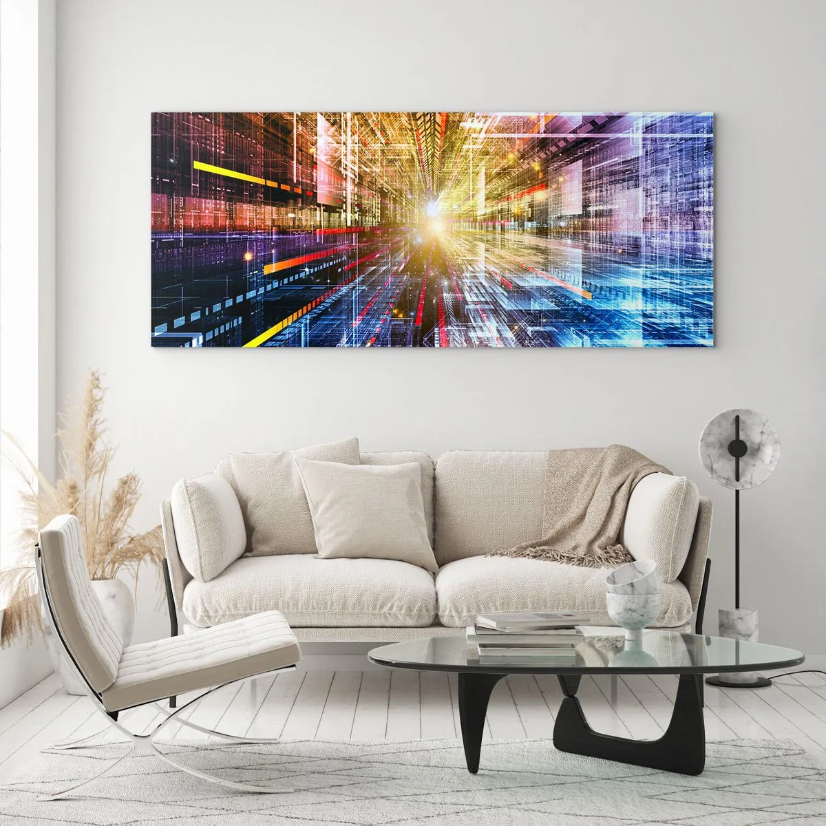 Quadro su vetro - Corridoio di luce - 90x30 cm