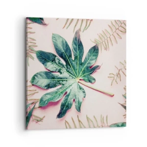 Quadro su tela - Stampe su Tela - Studio di verde su sfondo rosa - 70x70 cm