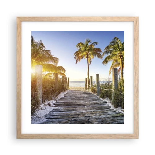 Poster in cornice rovere chiaro - Dritto in paradiso - 40x40 cm